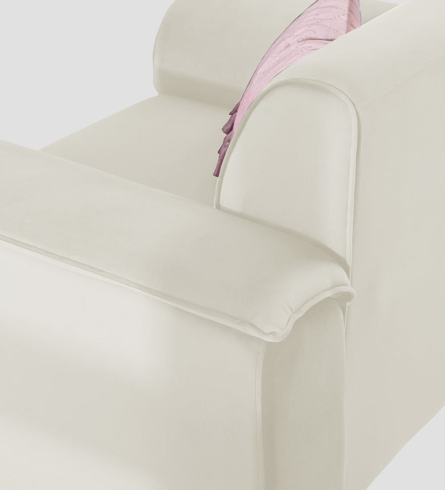 Ocean Velvet 1 Seater Sofa In Warm White Colour - Febonic Living