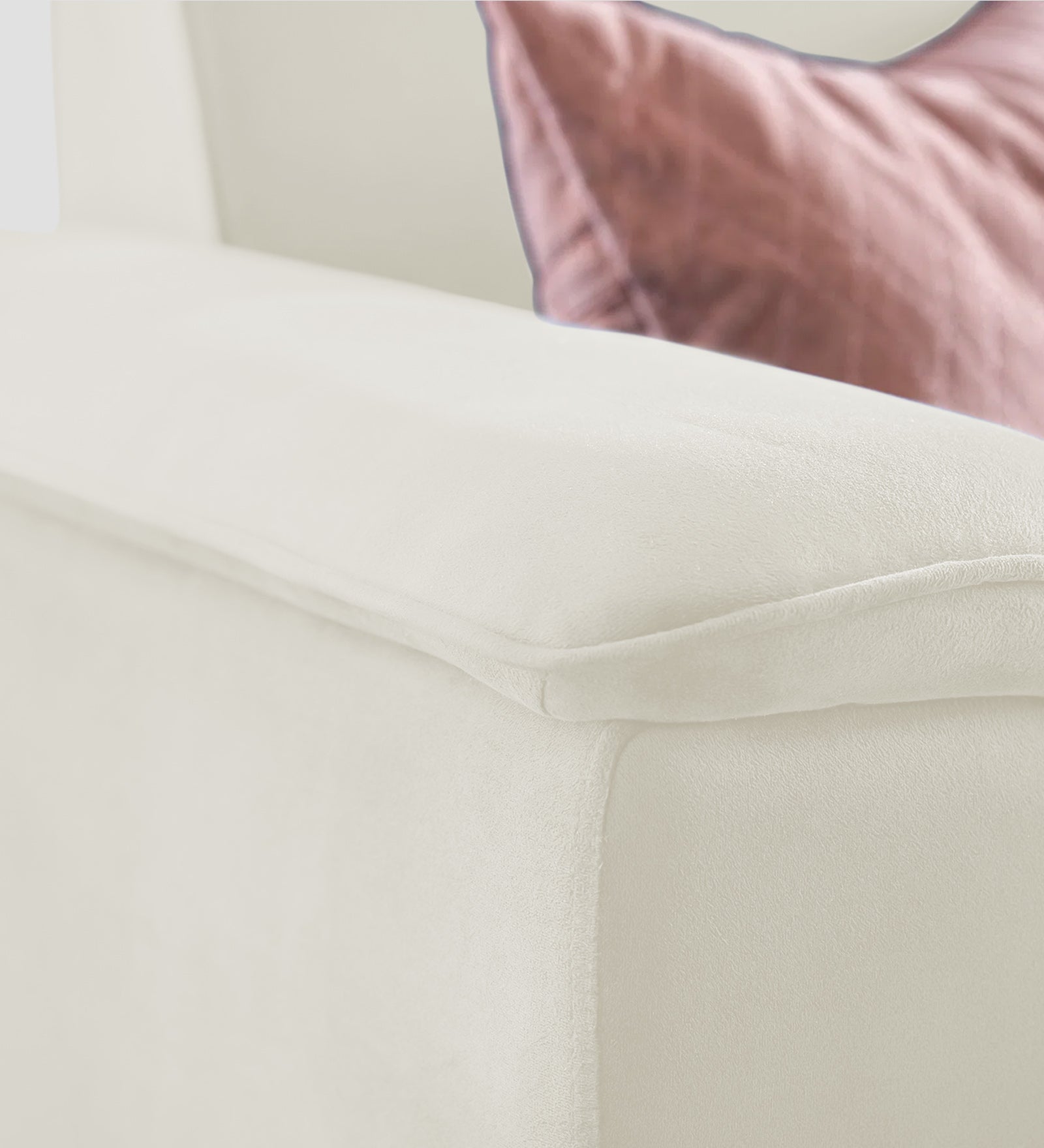 Ocean Velvet 1 Seater Sofa In Warm White Colour