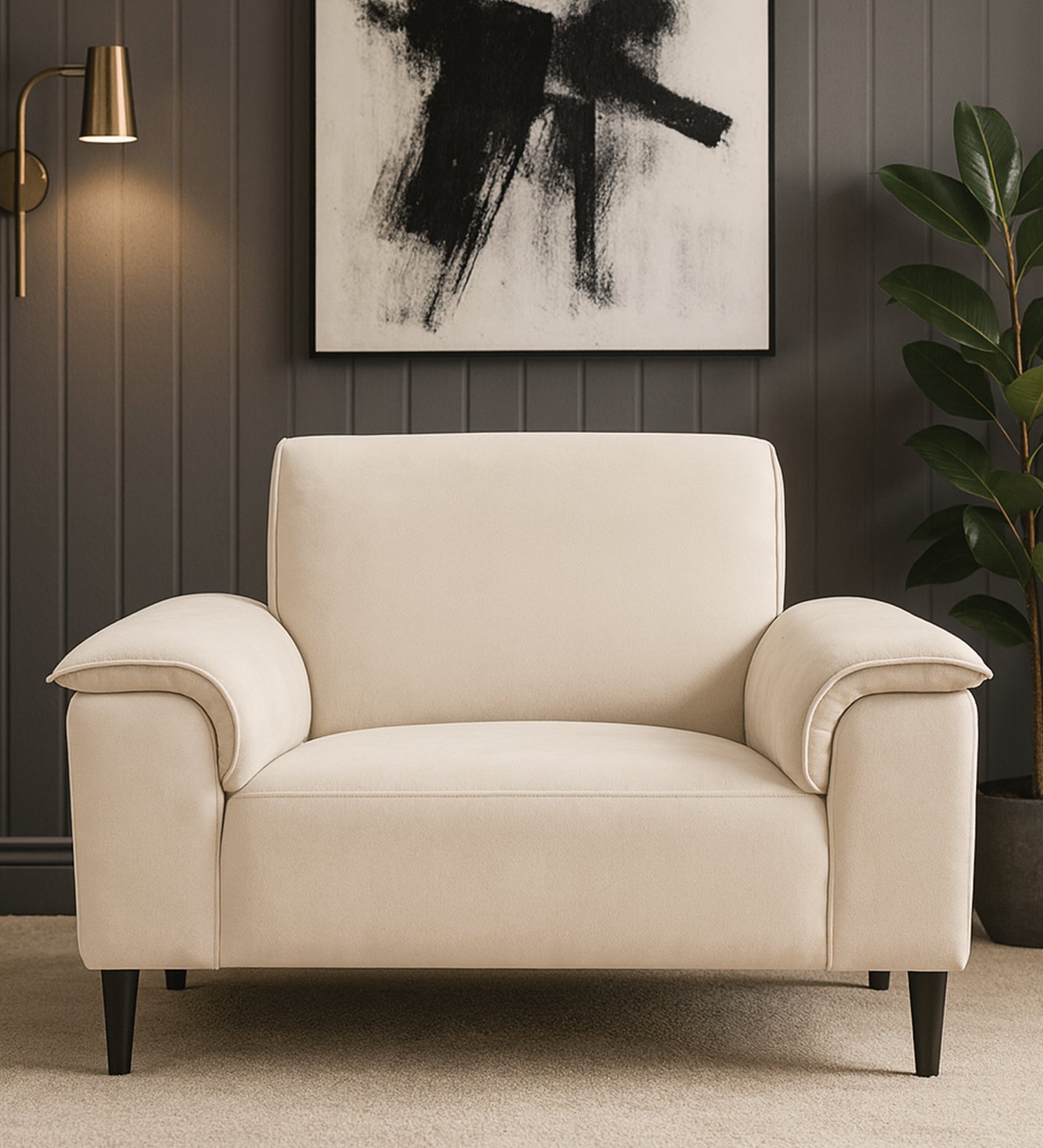 Ocean Velvet 1 Seater Sofa In Camel Beige Colour