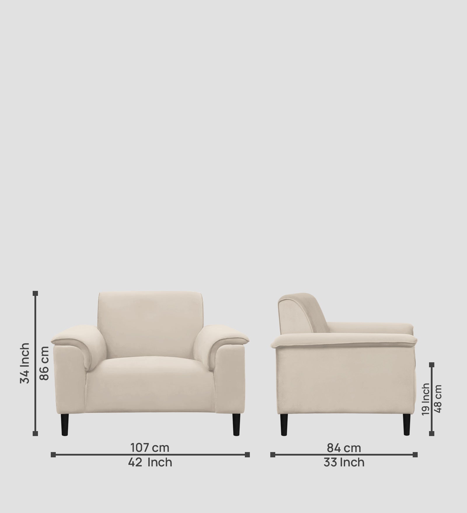Ocean Velvet 1 Seater Sofa In Camel Beige Colour