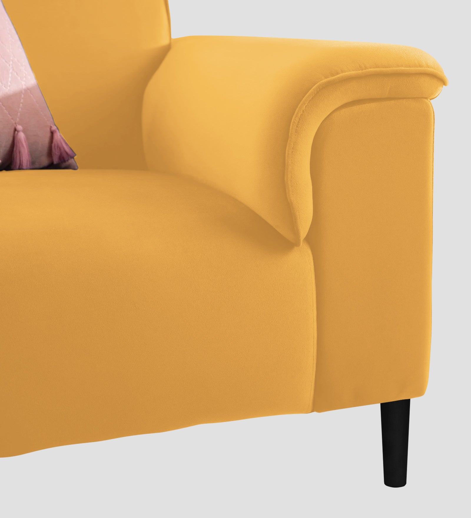 Ocean Velvet 1 Seater Sofa In Turmeric Yellow Colour