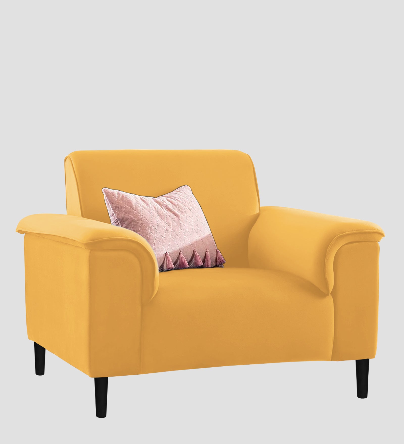 Ocean Velvet 1 Seater Sofa In Turmeric Yellow Colour