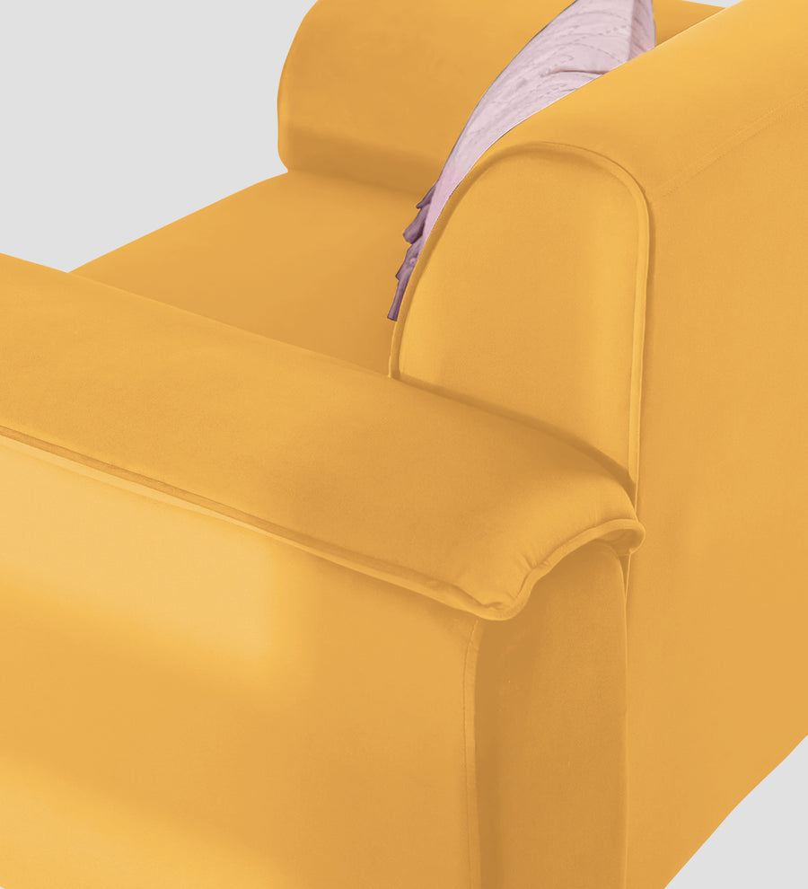 Ocean Velvet 1 Seater Sofa In Turmeric Yellow Colour - Febonic Living