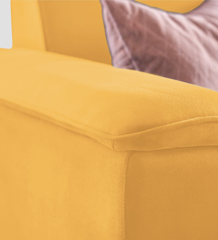 Ocean Velvet 1 Seater Sofa In Turmeric Yellow Colour - Febonic Living