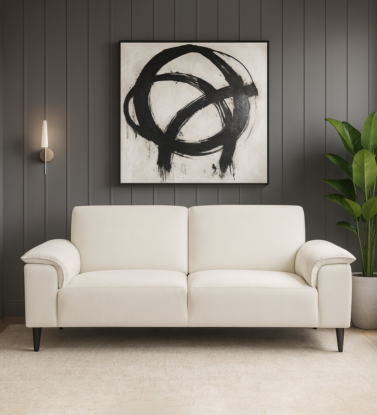 Ocean Velvet 2 Seater Sofa In Warm White Colour
