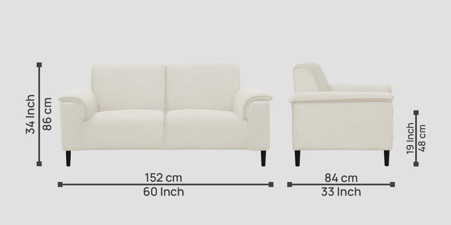 Ocean Velvet 2 Seater Sofa In Warm White Colour - Febonic Living