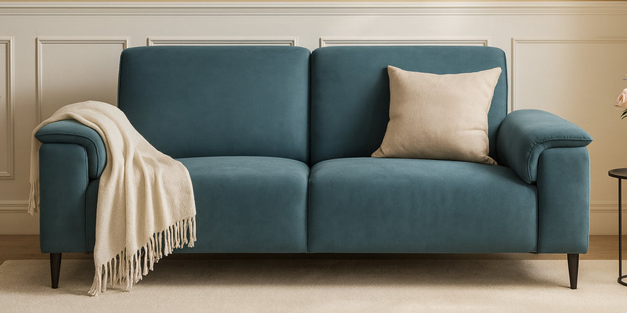 Ocean Velvet 2 Seater Sofa In Oxford Blue Colour - Febonic Living