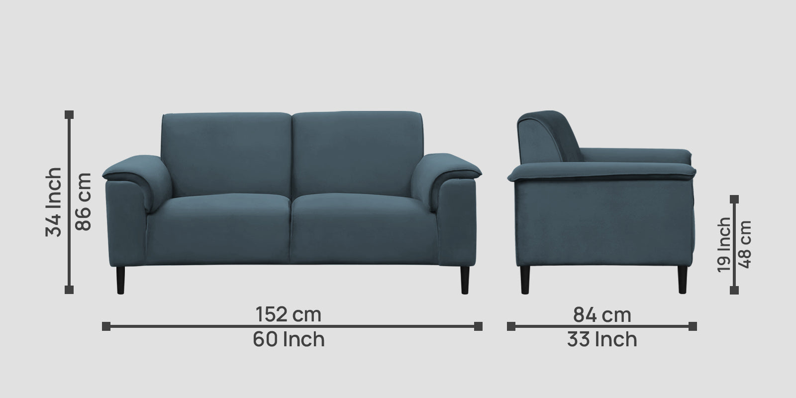 Ocean Velvet 2 Seater Sofa In Oxford Blue Colour