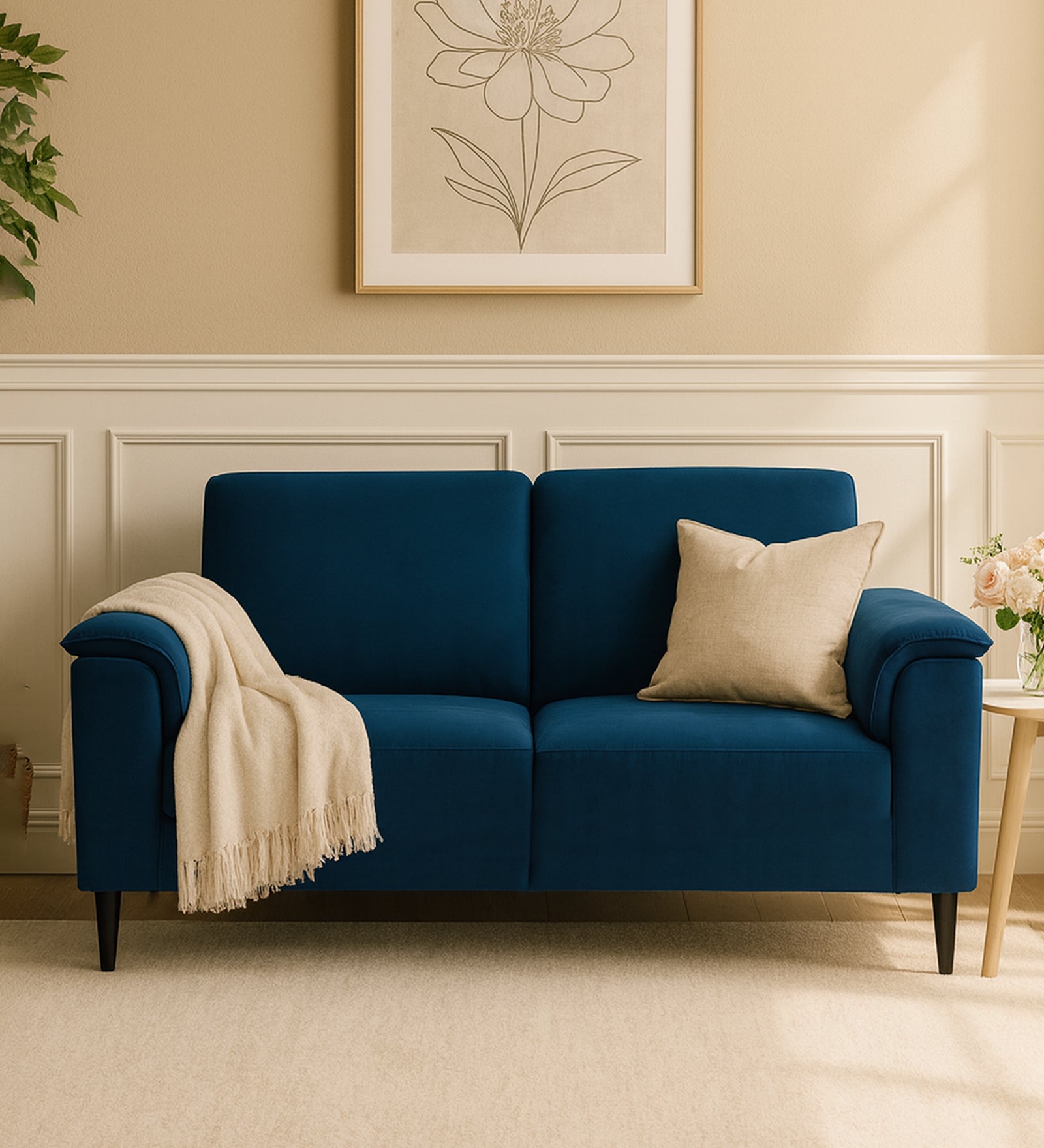 Ocean Velvet 2 Seater Sofa In Azure Blue Colour