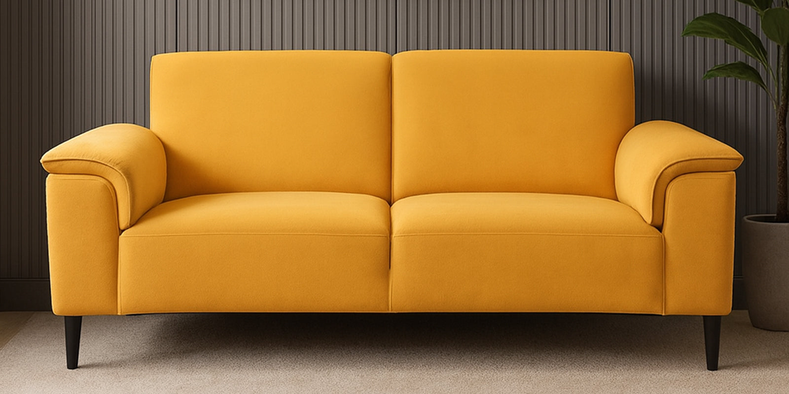 Ocean Velvet 2 Seater Sofa In Turmeric Yellow Colour