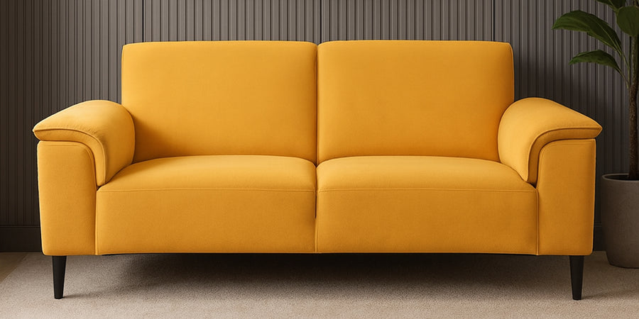 Ocean Velvet 2 Seater Sofa In Turmeric Yellow Colour - Febonic Living