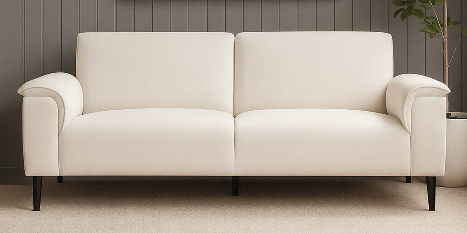 Ocean Velvet 3 Seater Sofa In Warm White Colour