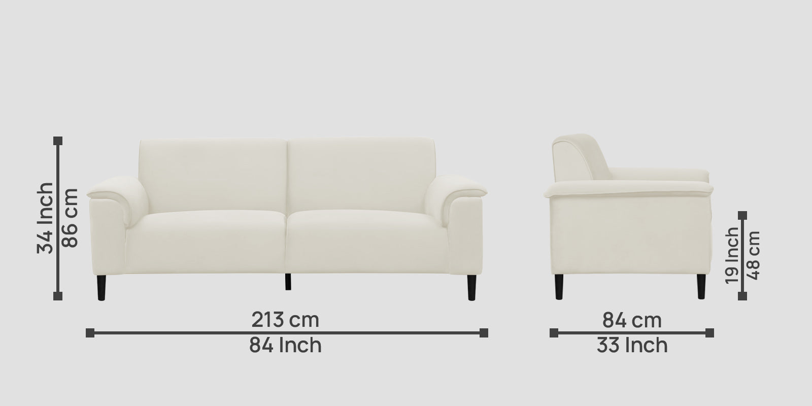 Ocean Velvet 3 Seater Sofa In Warm White Colour