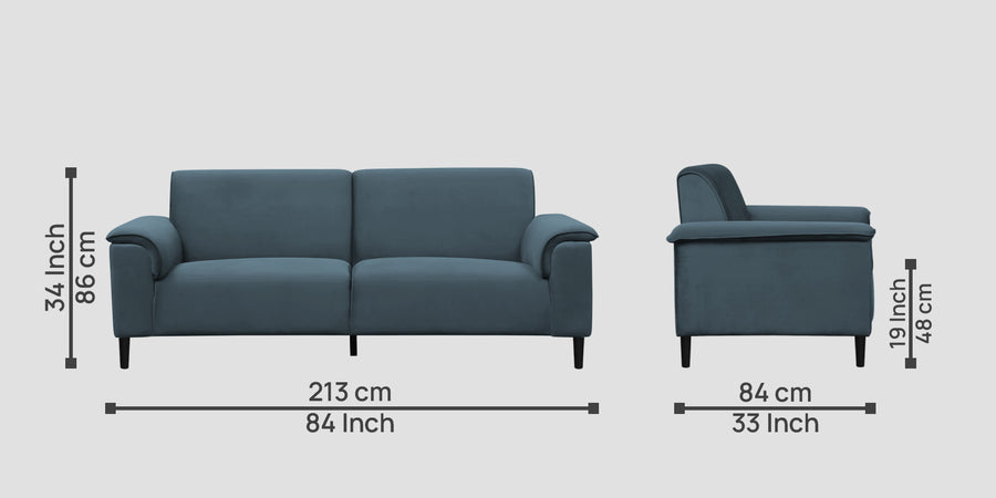 Ocean Velvet 3 Seater Sofa In Oxford Blue Colour - Febonic Living
