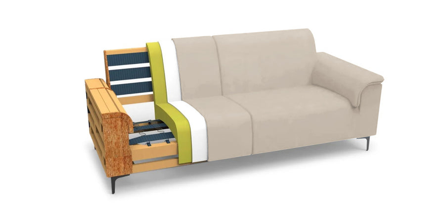 Ocean Velvet 3 Seater Sofa In Camel Beige Colour - Febonic Living