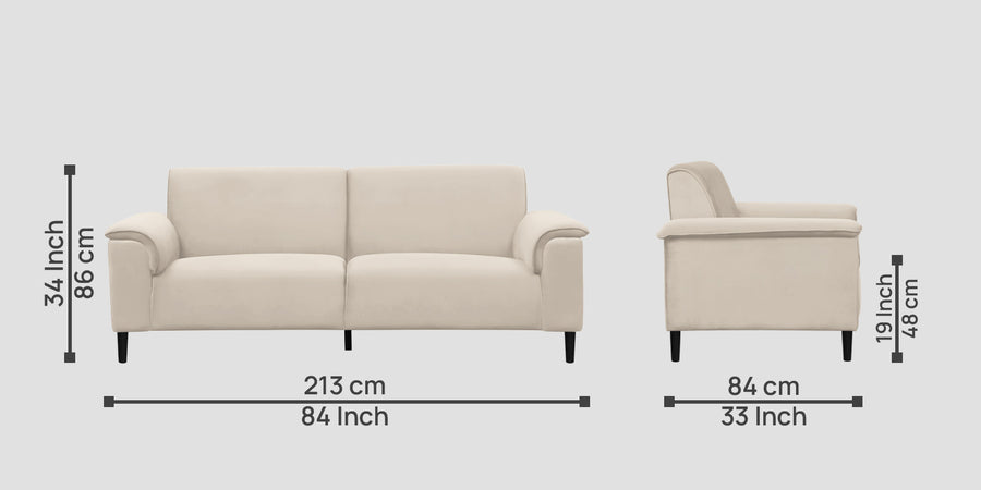 Ocean Velvet 3 Seater Sofa In Camel Beige Colour - Febonic Living