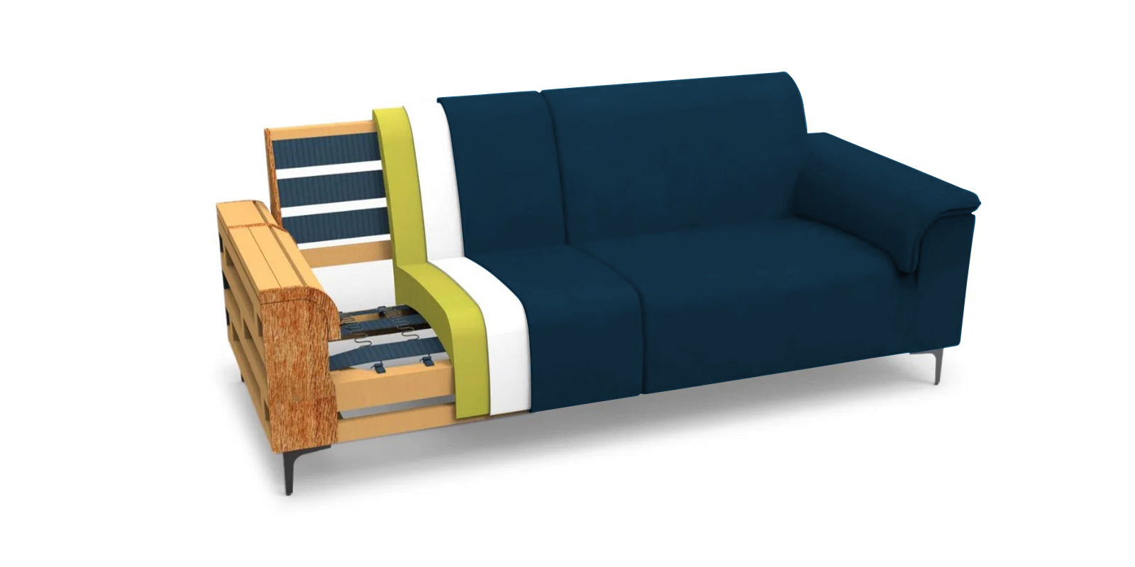 Ocean Velvet 3 Seater Sofa In Azure Blue Colour