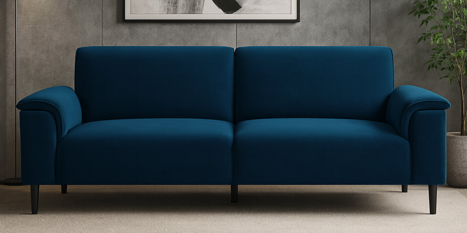 Ocean Velvet 3 Seater Sofa In Azure Blue Colour