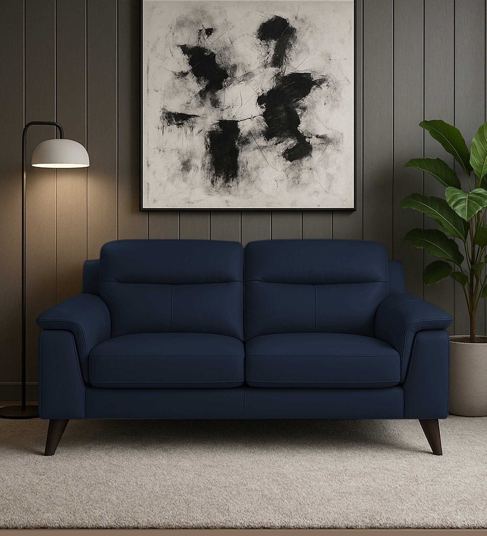 Omton Leatherette 2 Seater Sofa In Berry Blue Colour
