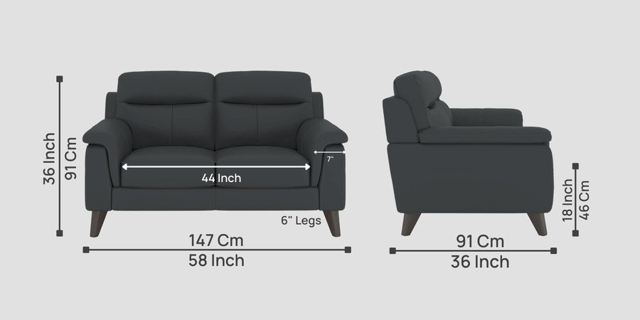 Omton Leatherette 2 Seater Sofa In Pepper Grey Colour - Febonic Living