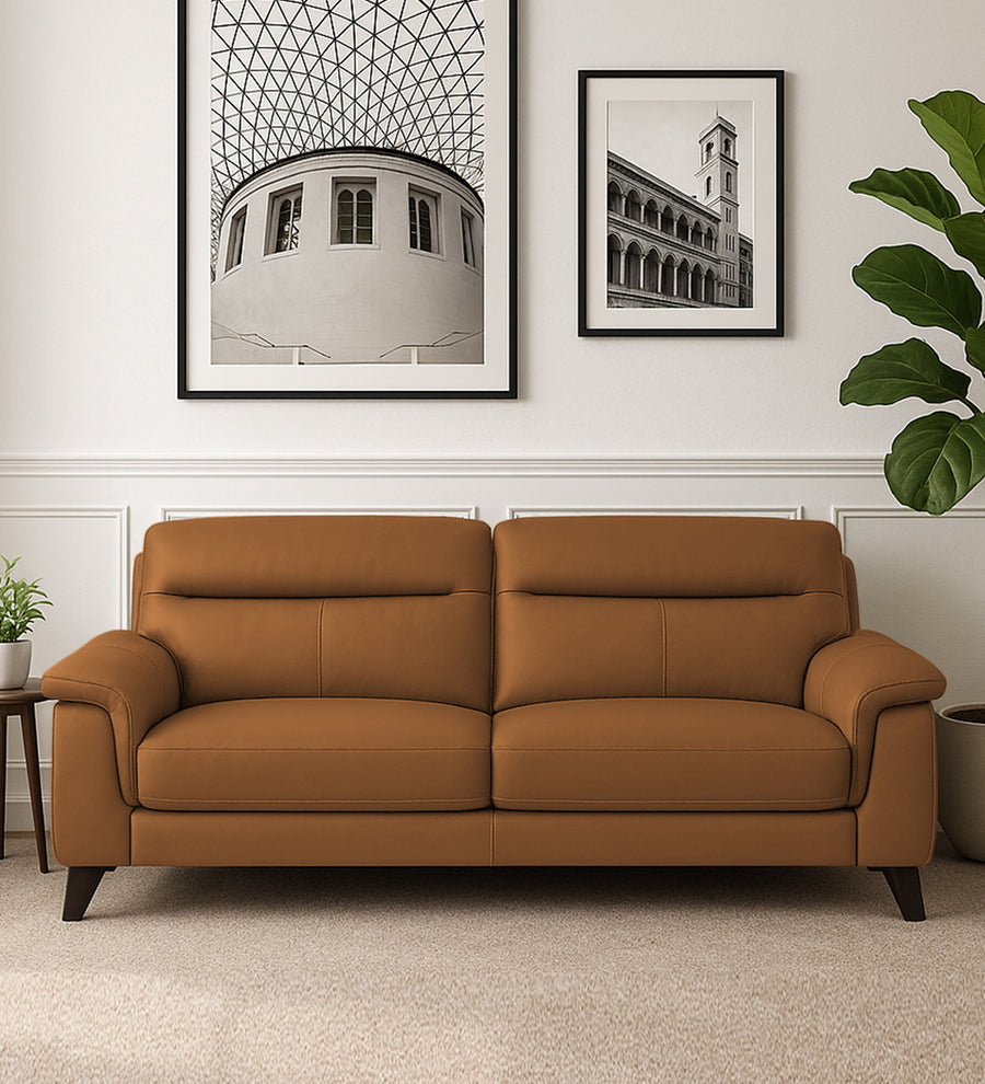 Omton 3 Seater Leatherette Sofa - Cinnamon Brown by Febonic Living