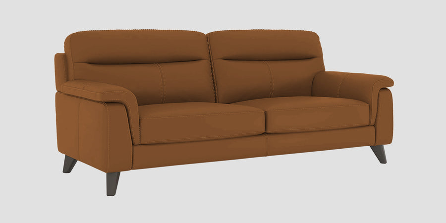 Omton Leatherette 3 Seater Sofa In Cinnamon Brown Colour - Febonic Living