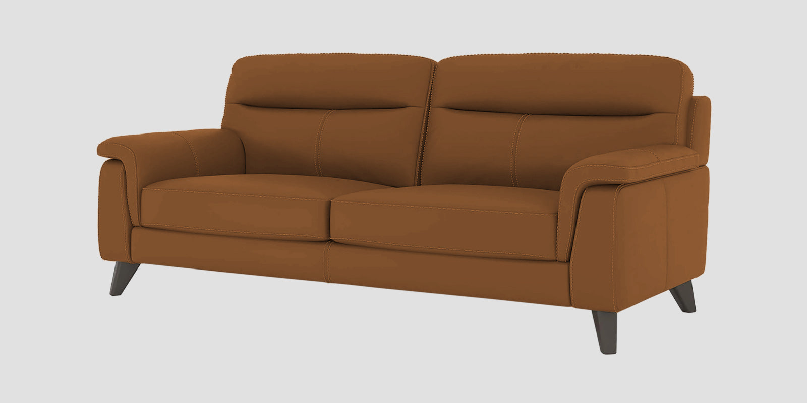 Omton Leatherette 3 Seater Sofa In Cinnamon Brown Colour