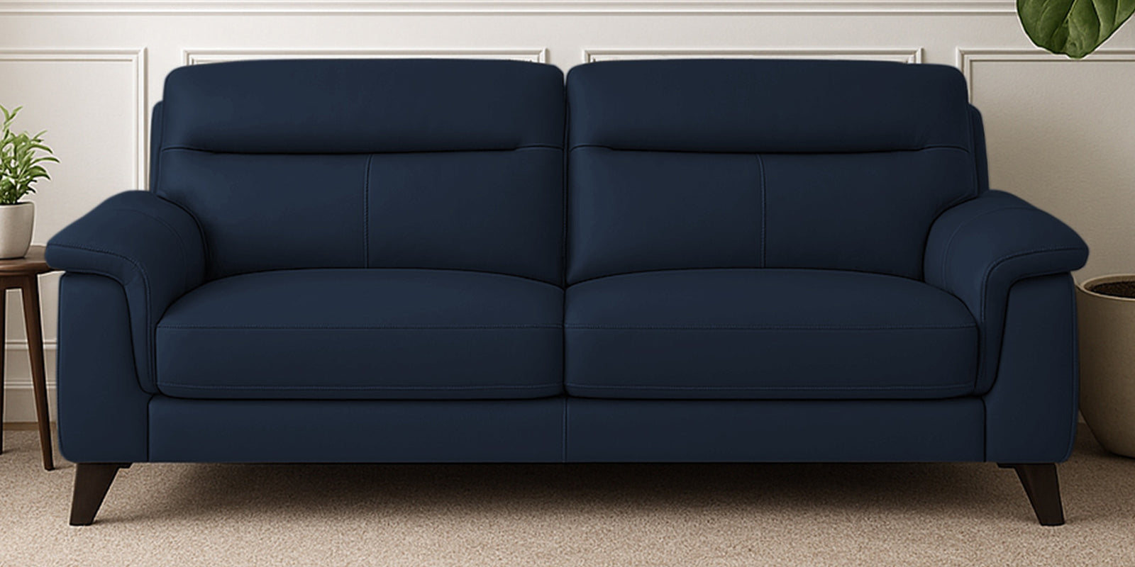 Omton Leatherette 3 Seater Sofa In Berry Blue Colour