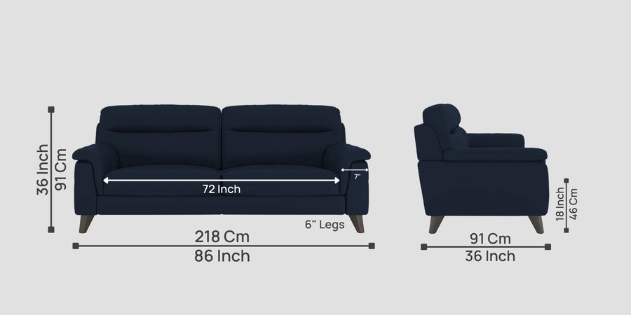 Omton Leatherette 3 Seater Sofa In Berry Blue Colour - Febonic Living
