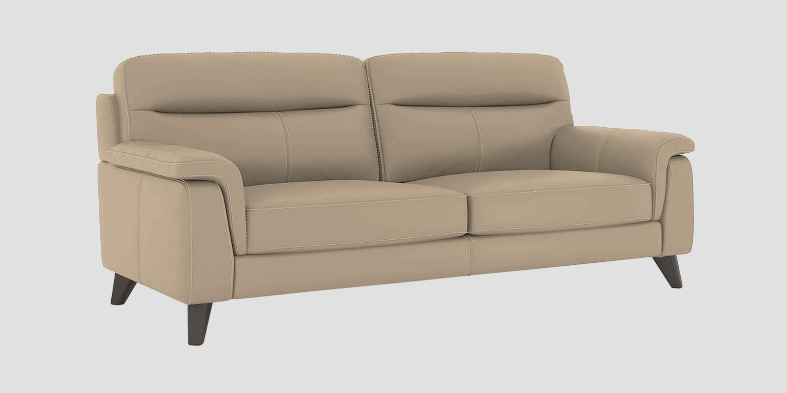 Omton Leatherette 3 Seater Sofa In Tan Beige Colour