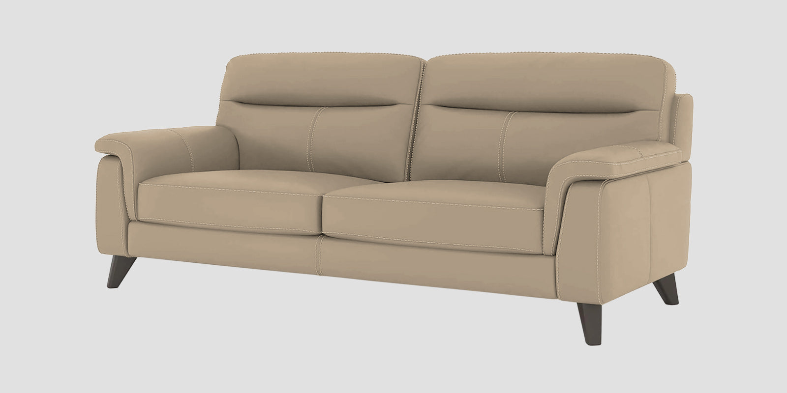 Omton Leatherette 3 Seater Sofa In Tan Beige Colour