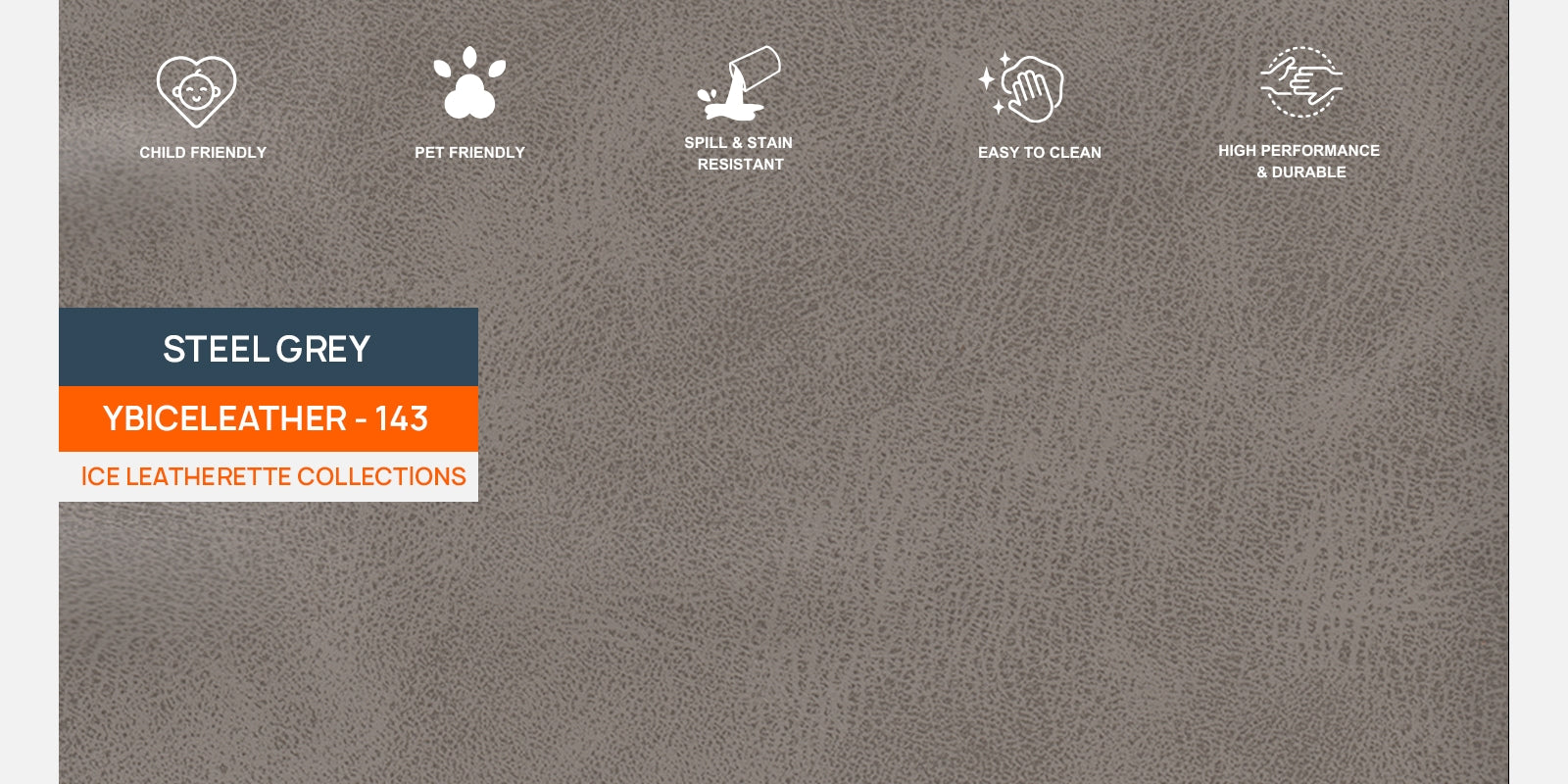 Omton Leatherette 3 Seater Sofa In Steel Grey Colour