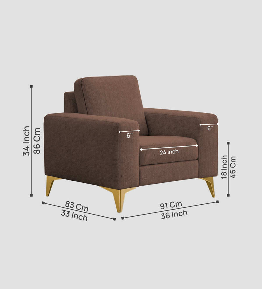 Quba Fabric 1 Seater Sofa In Latte Brown Colour - Febonic Living