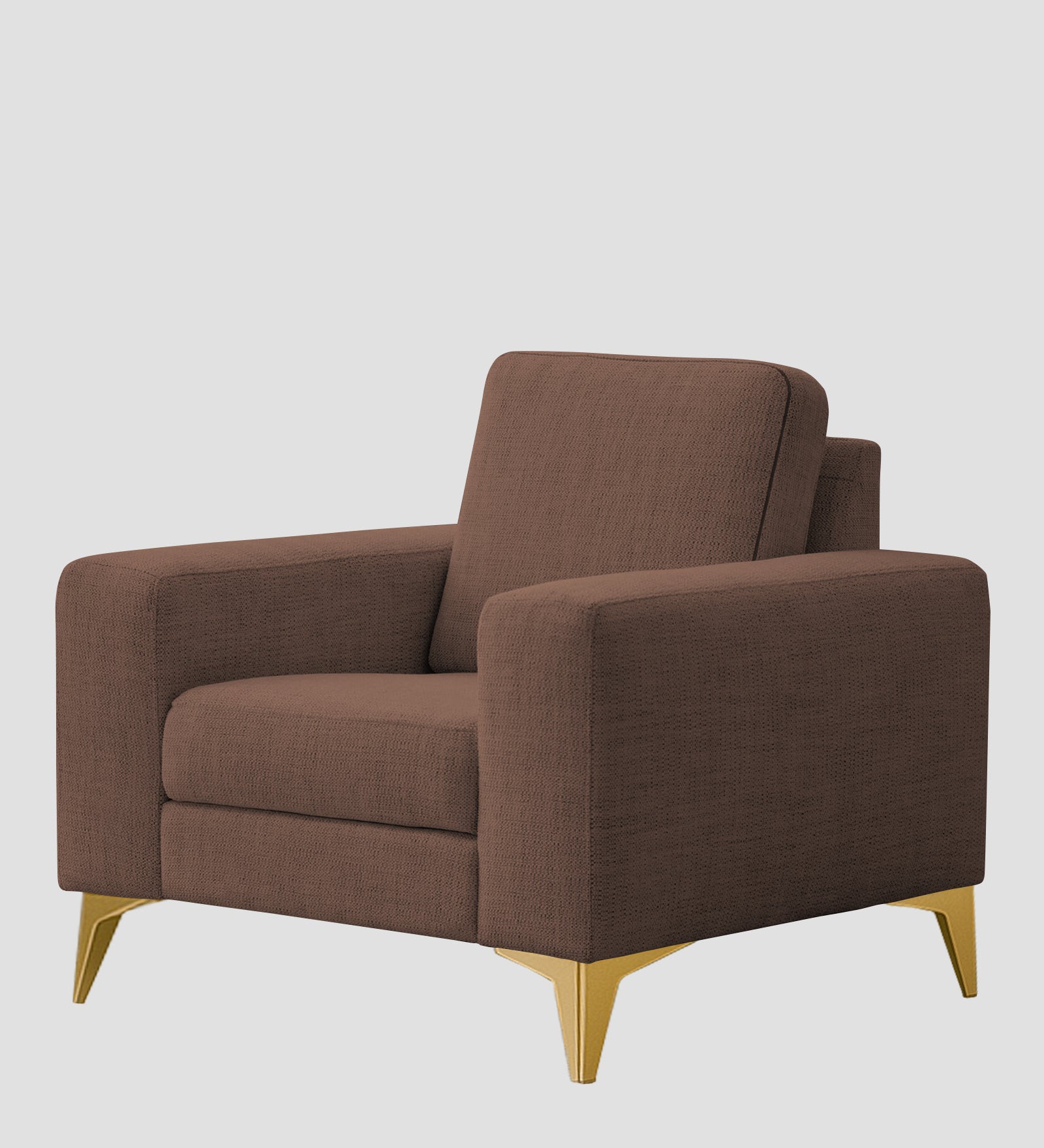 Quba Fabric 1 Seater Sofa In Latte Brown Colour