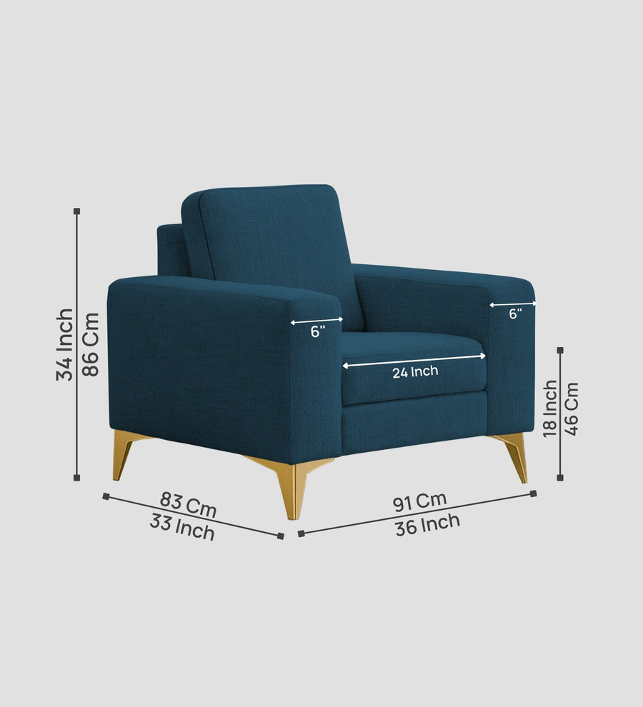 Quba Fabric 1 Seater Sofa In Eclipse Blue Colour - Febonic Living