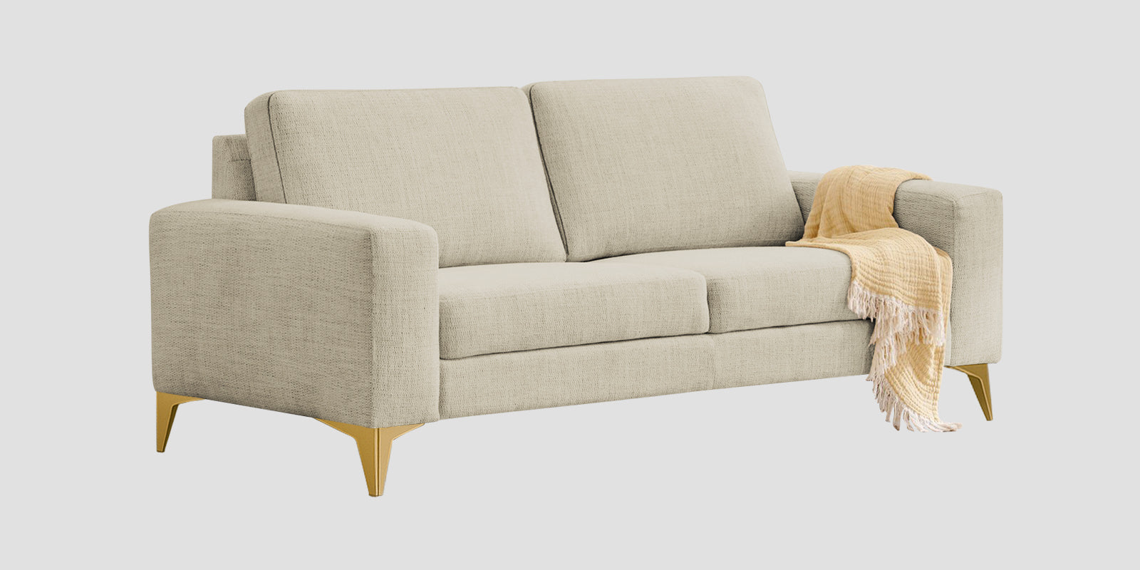 Quba Fabric 3 Seater Sofa In Maple Cream Colour