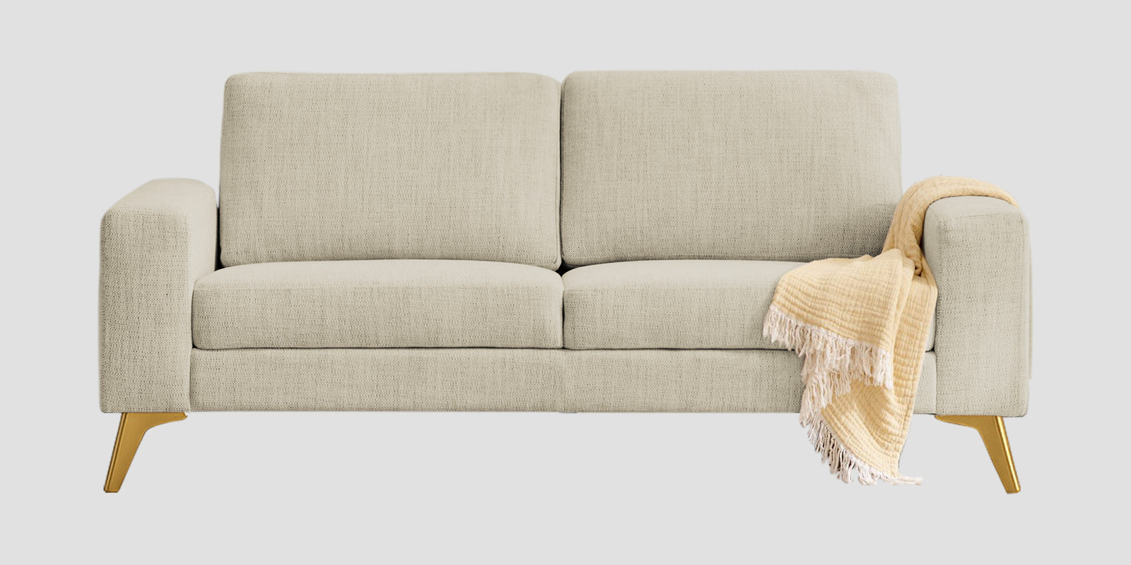 Quba Fabric 3 Seater Sofa In Maple Cream Colour
