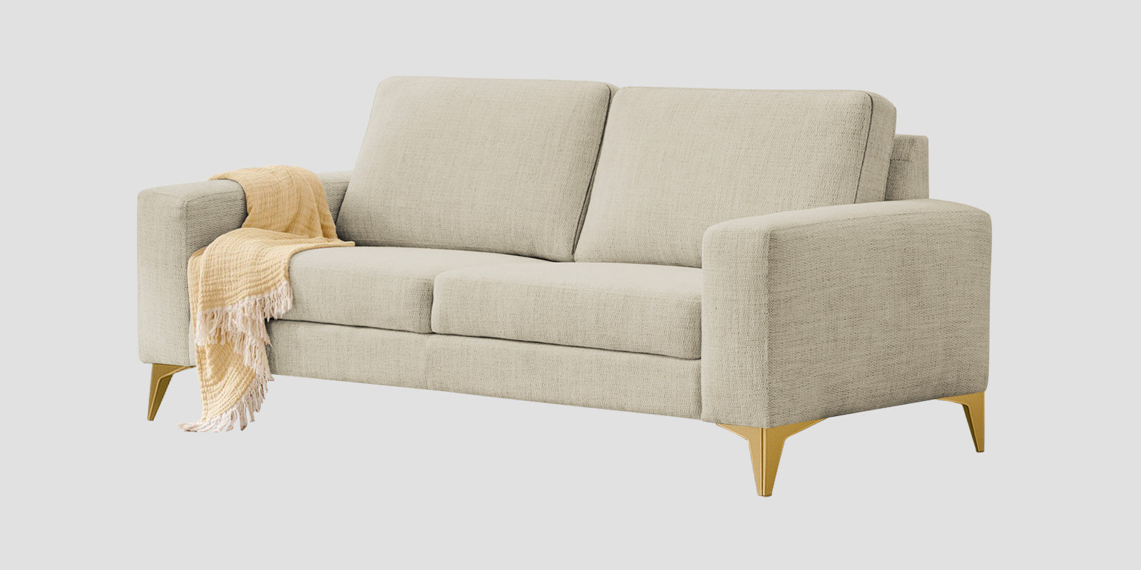 Quba Fabric 3 Seater Sofa In Maple Cream Colour