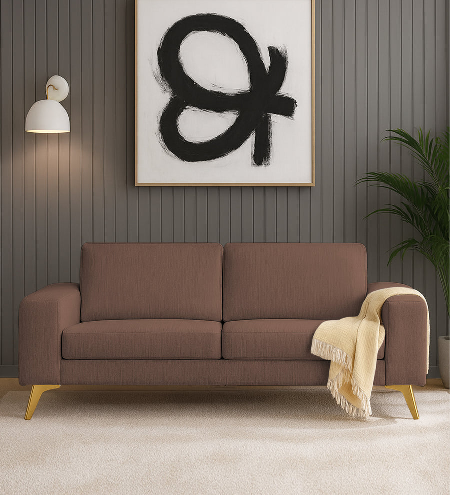 Quba 3 Seater Fabric Sofa - Latte Brown by Febonic Living