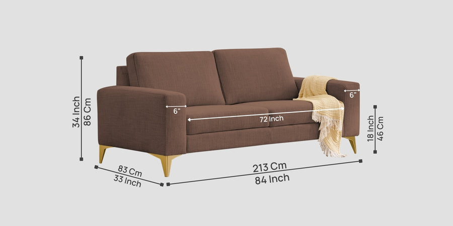 Quba Fabric 3 Seater Sofa In Latte Brown Colour - Febonic Living