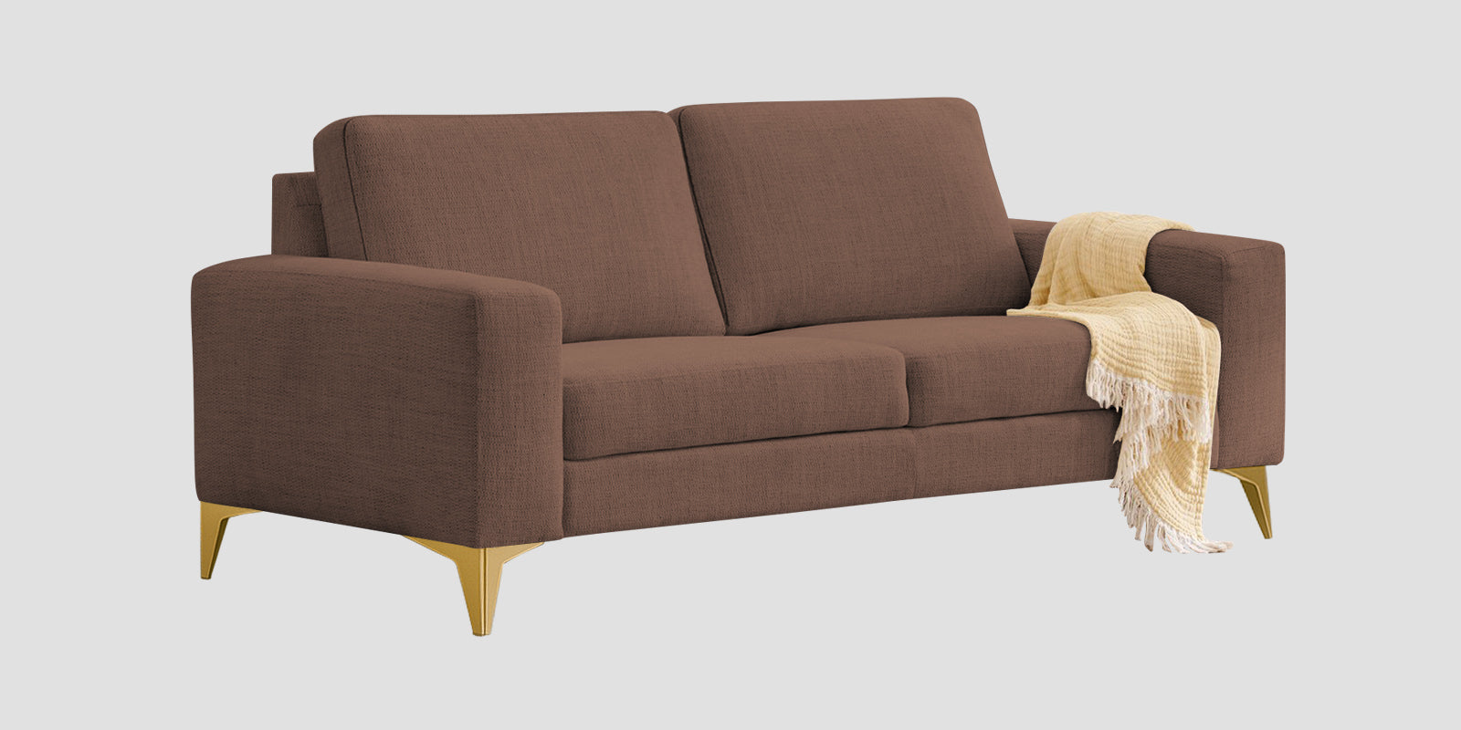 Quba Fabric 3 Seater Sofa In Latte Brown Colour