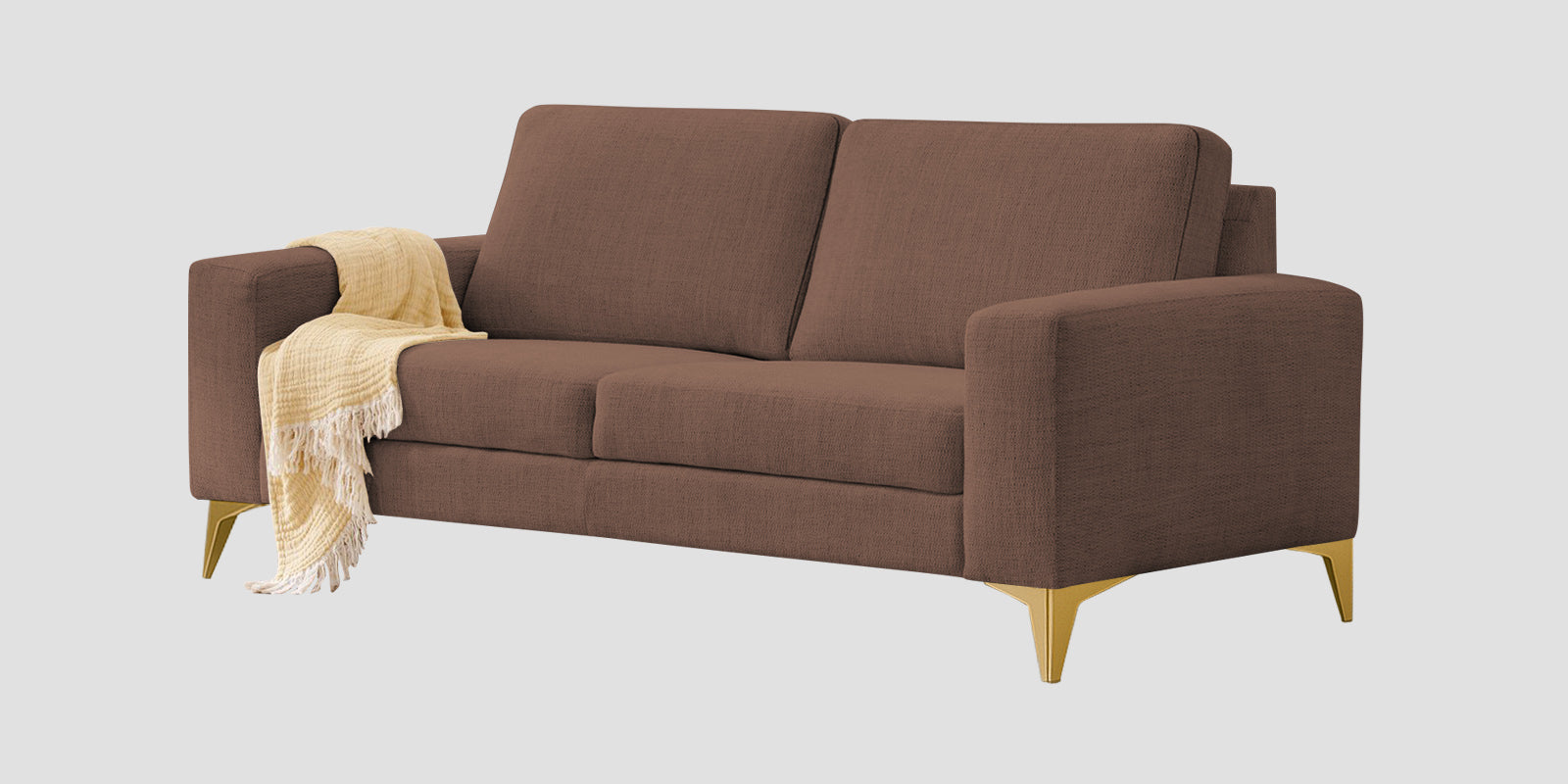 Quba Fabric 3 Seater Sofa In Latte Brown Colour