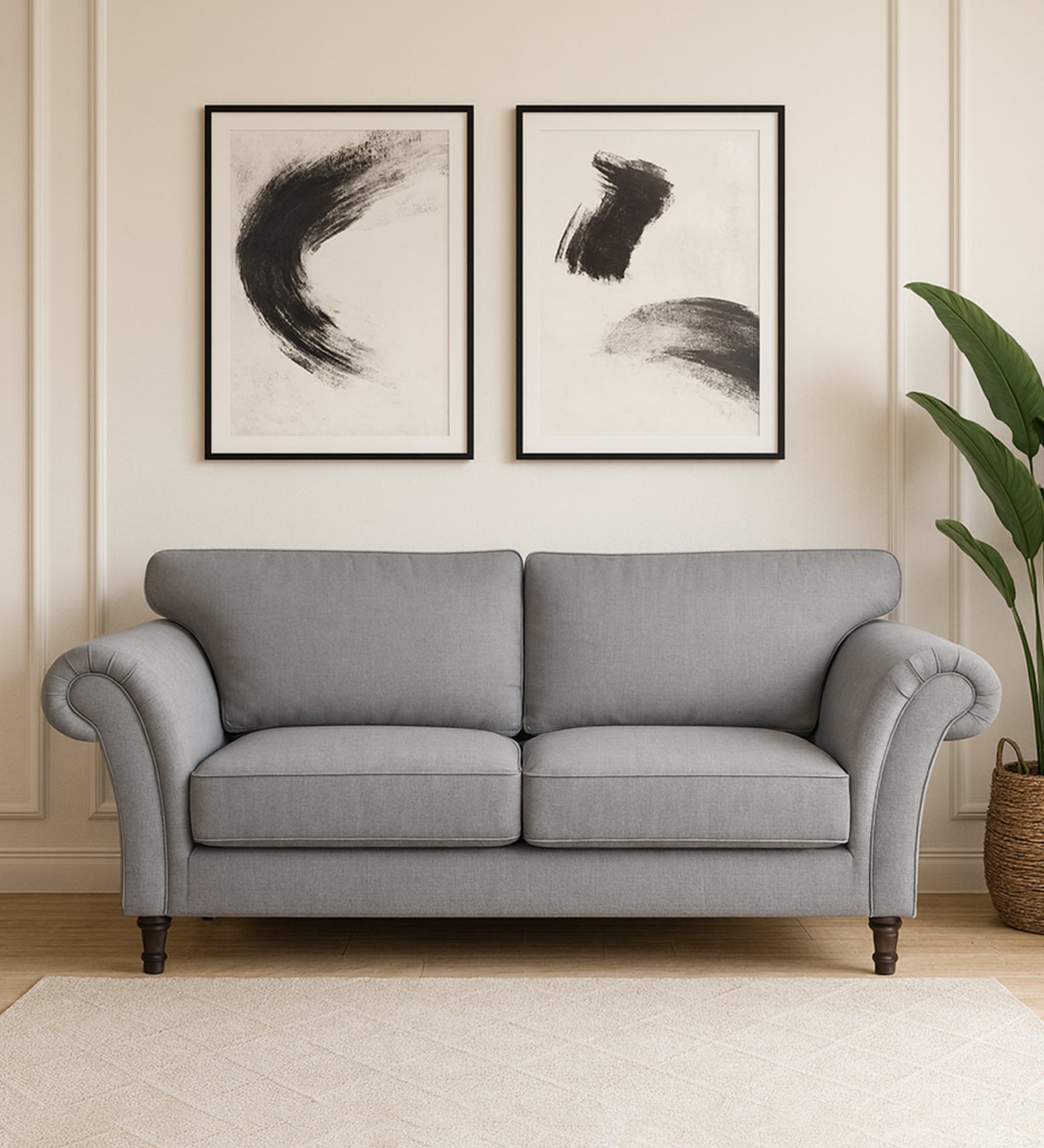 Rana Fabric 2 Seater Sofa In Dim Grey Colour