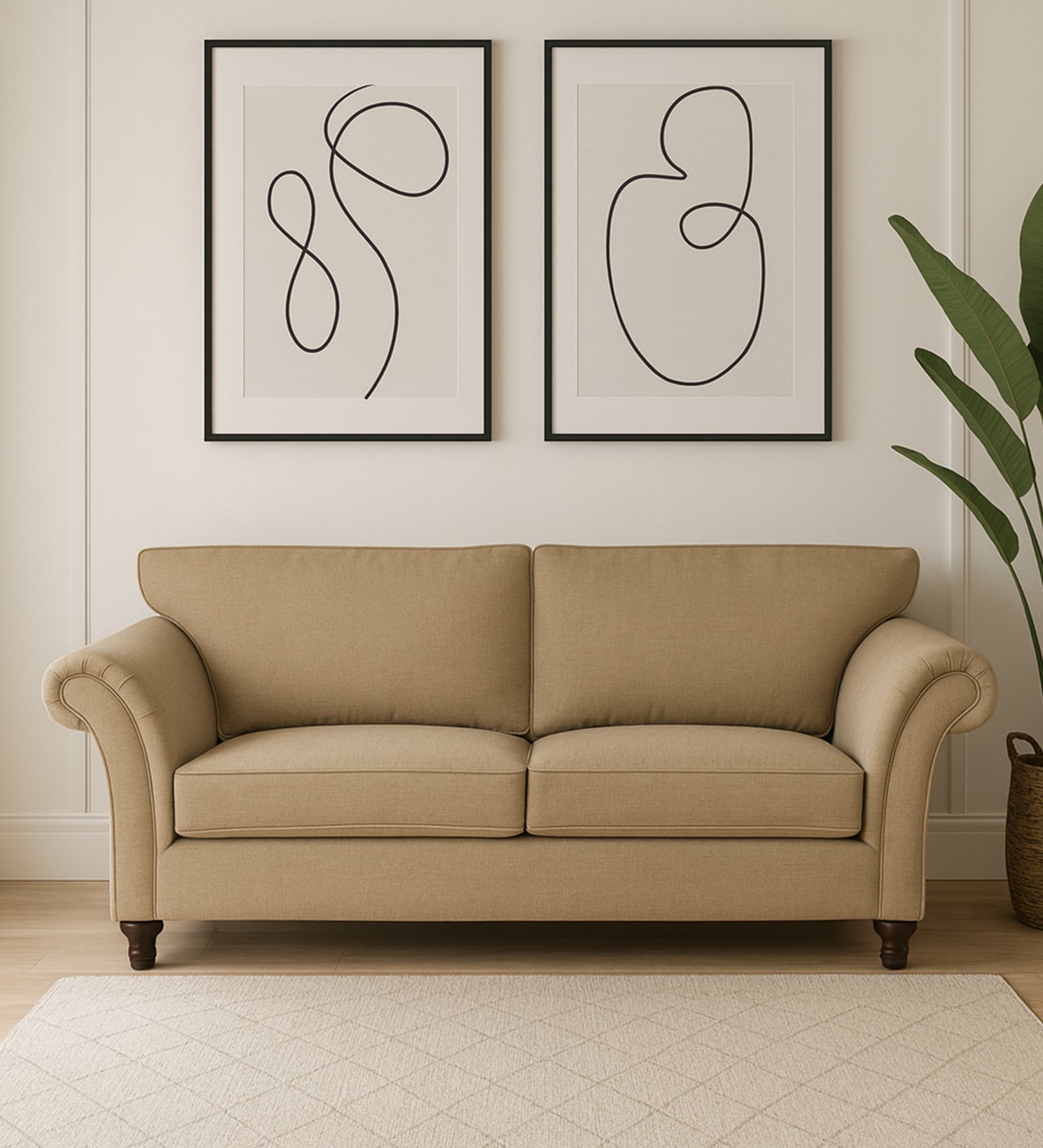 Rana Fabric 2 Seater Sofa In Copper Brown Colour
