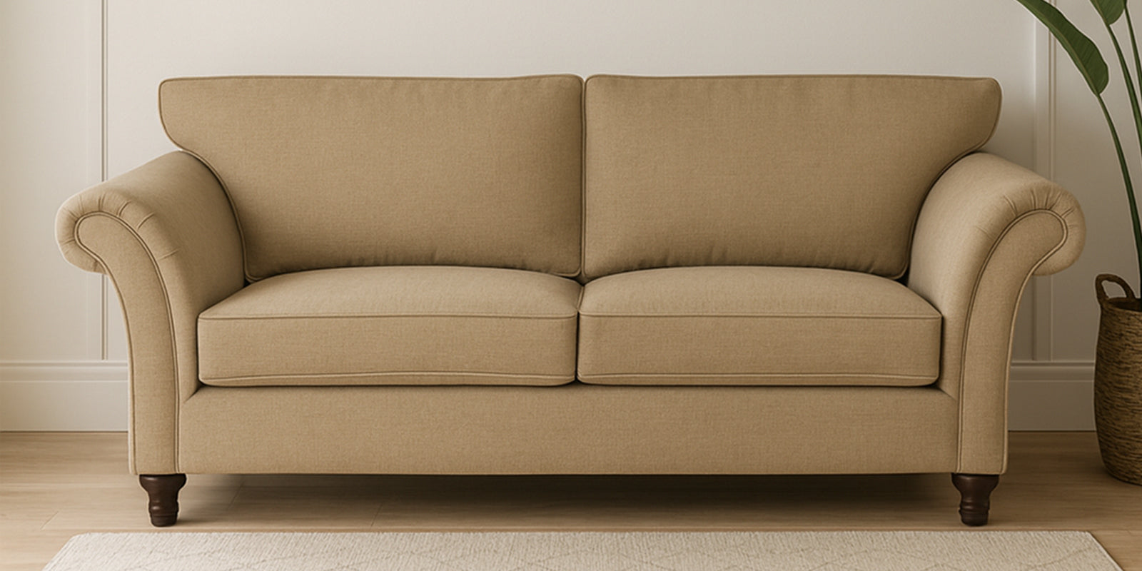 Rana Fabric 2 Seater Sofa In Copper Brown Colour
