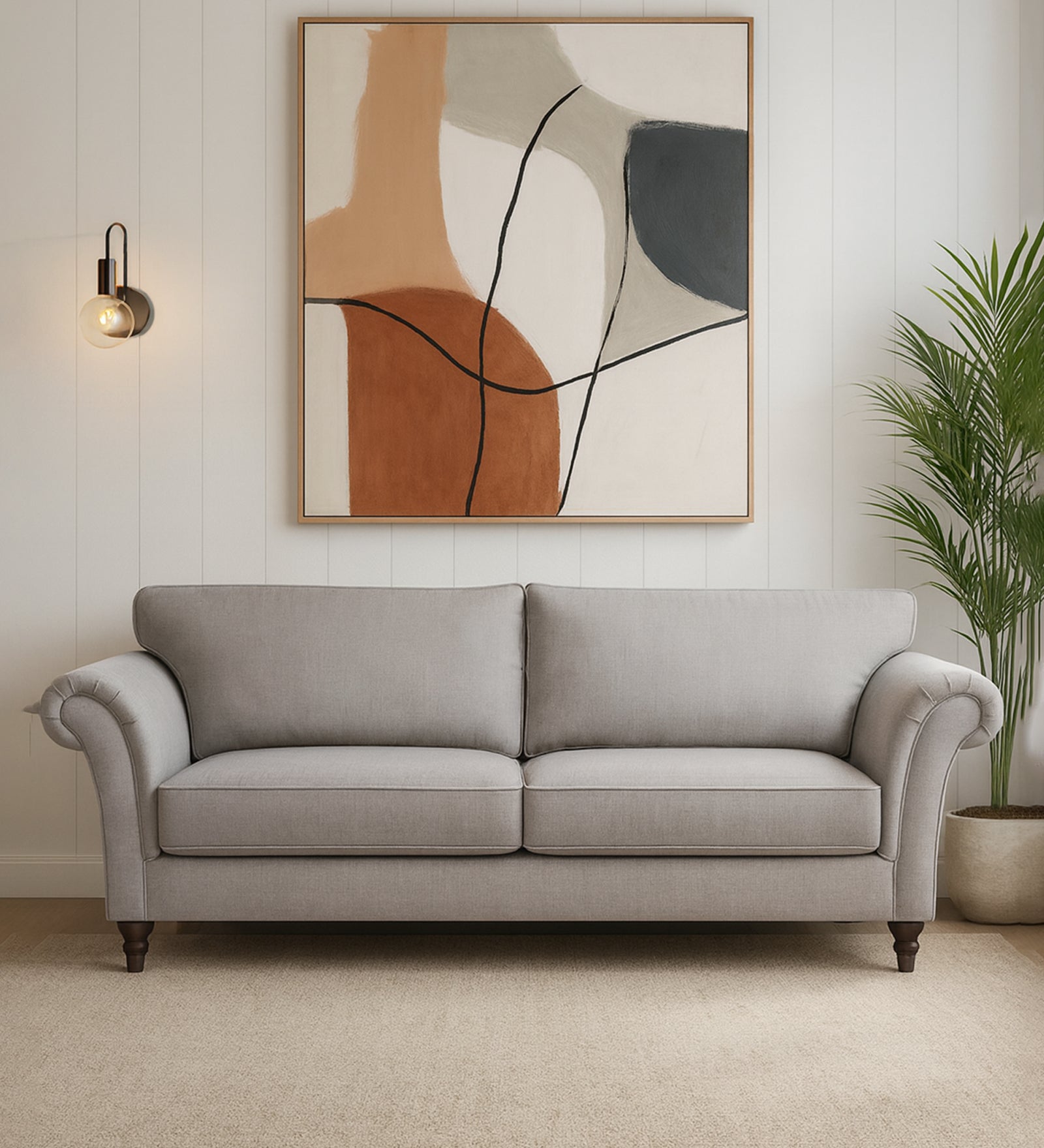 Rana Fabric 3 Seater Sofa In Dim Grey Colour