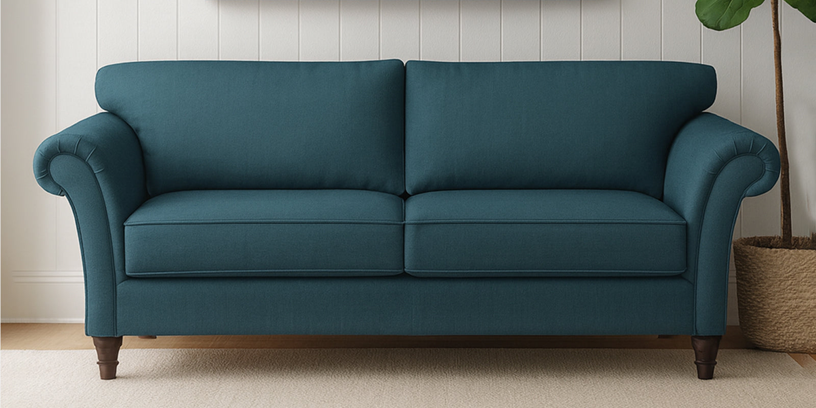 Rana Fabric 3 Seater Sofa In Sea Blue Colour