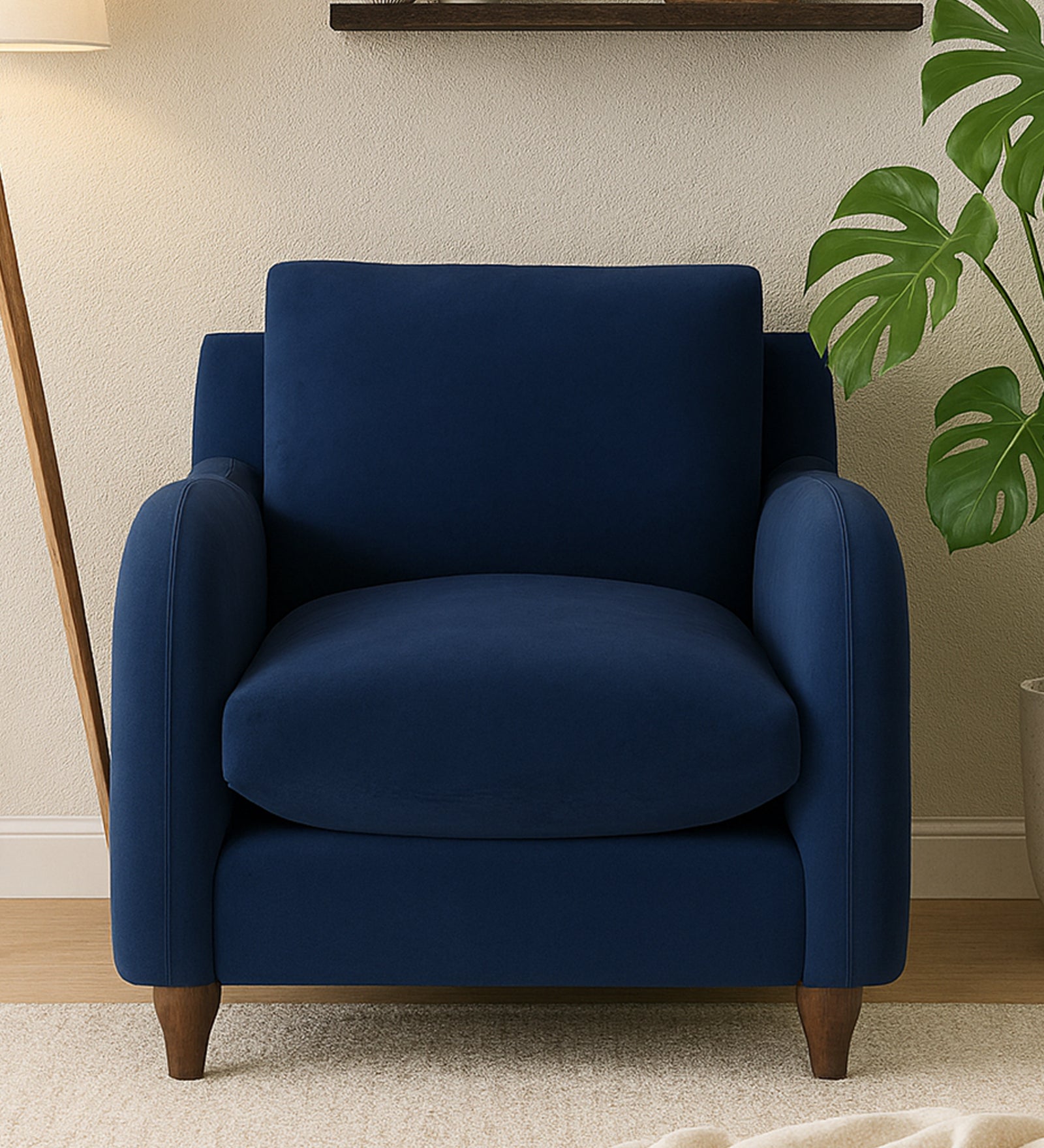 Sally Velvet 1 Seater Sofa In Imperial Blue Colour