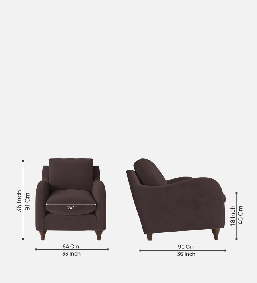 Sally Velvet 1 Seater Sofa In Mocha Brown Colour - Febonic Living