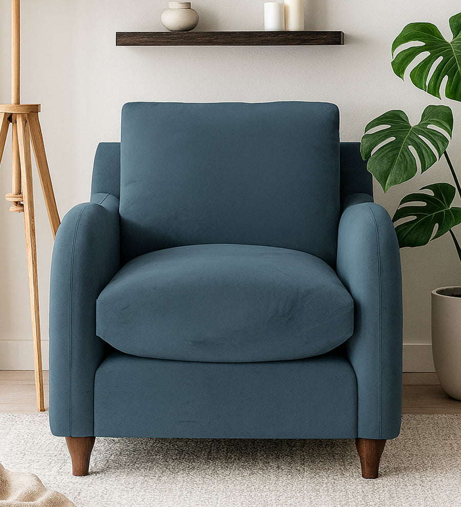 Sally  1 Seater Velvet Sofa - Oxford Blue by Febonic Living